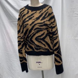 CRAZY BIG SALE! H&M zebra print crew neck sweater XS